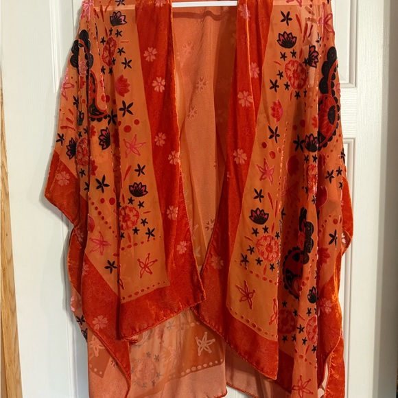 Urban Outfitters Orange Floral Kimono - Picture 1 of 6
